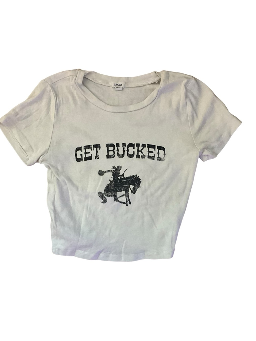 Garage White Cropped Graphic Tee